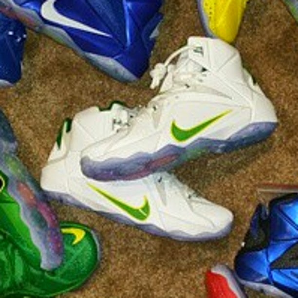 Oregon Ducks8217 LeBron 12 White Home amp Alternate Yellow PEs